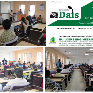 Corporate Dais Programme on 'Yes, You can' by Mr.Karthi Easwaramoorthy, Founder and CEO of Digital Village.in, Bangalore